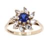 9ct Yellow Gold Created Sapphire And Cubic Zirconia Cluster Ring