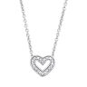 Sterling Silver Natural Diamond Heart Necklace 16+2 inch