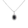 9ct White Gold Sapphire And 0.10ct Diamond Cluster Pendant and Chain 20"