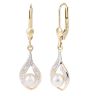 9ct Yellow Gold Cultured Pearl Diamond Drop Earrings