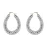 Silver Oval Crystal Hoop Earrings
