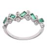 9ct White Gold 0.10ct Diamond and Green Gemstone Fancy Ring