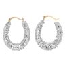 9ct Yellow Gold Silver Crystal Hoop Earrings
