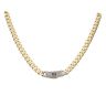 14ct Yellow Gold Monaco Classic Cubic Zirconia Baguette Pave Lock Curb Chain 20"