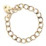 9ct Yellow Gold Heart Lock Charm Bracelet 7"