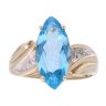 9ct Yellow Gold Blue Topaz and 0.05ct Diamond Ring