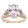 9ct Yellow Gold 0.03ct Diamond and Kunzite Fancy Ring