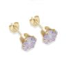 9ct yellow gold 6mm lilac CZ stud Earrings