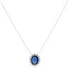 Silver Cubic Zirconia And Blue Gemstone Cluster Pendant And Chain 18" By Icesia