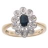 9ct Yellow Gold 0.05ct Diamond And Sapphire Floral Cluster Ring