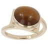 9ct Yellow Gold Single Stone Tiger's Eye Cabochon Ring