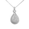18ct White Gold 1.50ct Diamond Cluster Tear Drop Pendant and Chain 16"
