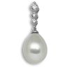 18 Carat White Gold 20pts Diamond & Pearl Pendant