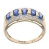 9ct Yellow Gold 0.05ct Diamond And Sapphire Three Row Ring