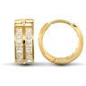 9ct Yellow Gold Huggie Earrings with Cubic Zirconia Stones