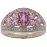 9ct Yellow Gold 0.10ct Diamond and Pink Sapphire Cluster Ring