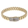 14ct Yellow Gold Monaco Classic Pave Lock Bangle