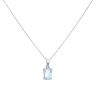 18ct White Gold 0.05ct Brilliant Cut Diamond And Aquamarine Pendant And Chain 16"