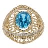 14ct Yellow Gold Cubic Zirconia Blue Gemstone Ring