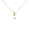 9ct Yellow Gold 0.05ct Diamond And Pink Gemstone Pendant And Chain 16"