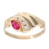 14ct Yellow Gold Cubic Zirconia And Red Gemstone Ring