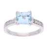 9ct White Gold Blue Topaz and Diamond Square Ring