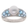 9ct White Gold Pearl And Blue Topaz Ring