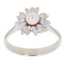 18ct White Gold Pearl and Cubic Zirconia Flower Ring