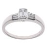 18ct White Gold 0.70ct Emerald And Baguette Cut Diamond Solitaire Ring