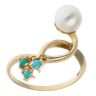 18ct Yellow Gold Pearl And Turquoise Crossover Ring
