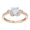 9ct Yellow Gold Blue Topaz Heart And Diamond Ring