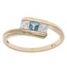 9ct Yellow Gold Cubic Zirconia and Aquamarine Three Stone Ring