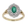 18ct Yellow Gold 0.33ct Diamond And Emerald Cluster Ring