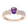 9ct Yellow Gold Created Amethyst And Diamond Ring