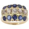 14ct Yellow Gold Cubic Zirconia and Blue Gemstone Cluster Ring
