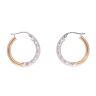 9ct Yellow And White Gold Half Textured Hoop Earrings
