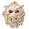 9ct Yellow Gold Cubic Zirconia And Created Ruby Lion Ring