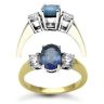 18 Carat Yellow Gold 3 Stone Diamond-48pt Sapphire -1.50ct Ring