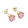 9ct yellow gold 6mm pink CZ stud Earrings
