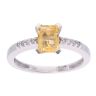 9ct White Gold Citrine and Diamond Rectangular Ring