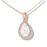 9ct Rose Gold Pear Shape Crystal Pendant And 16" Chain