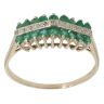 9ct Yellow Gold 0.10ct Diamond and Emerald Three Row Ring