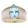 9ct Yellow Gold Aquamarine And Mother Of Pearl Ring