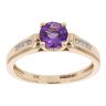 9ct Yellow Gold Created Amethyst and Diamond Shoulder Dress Ring