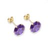 9ct yellow gold 8mm amethyst CZ stud Earrings