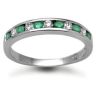 18 Carat White Gold Diamond-18pts Emerald-30pts Chan Set Half Eternity Ring