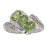 9ct White Gold Peridot and 0.06ct Diamond Three Stone Ring