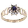 9ct Yellow Gold Blue Gemstone And Cubic Zirconia Cluster Ring