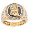 14ct Yellow And White Gold Cubic Zirconia Jesus Signet Ring