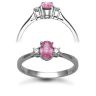 18 Carat White Gold D-8pt Pink Sapphire-56pt 3 Stone Ring